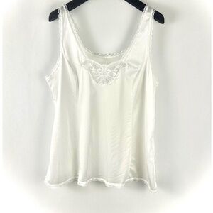 Vintage 1980’s ‘Tradition by Sears’ Nylon Satin Camisole Slip Top in White - M